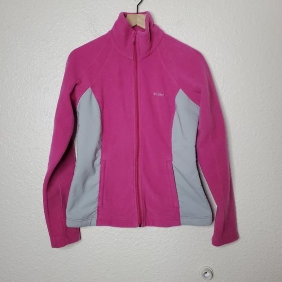 Columbia Fleece Full Zip Jacket in Pink & Gray - Picture 1 of 7